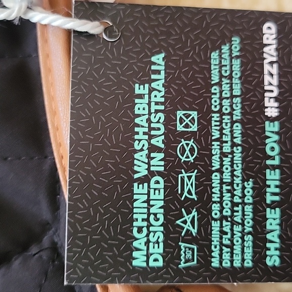 FuzzYard Quilted Dog Jacket - Black and brown faux leather size 5 - Picture 3 of 11